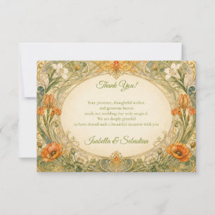 Carte De Remerciements Mariage Romantique au Jardin Art Nouveau Radieux
