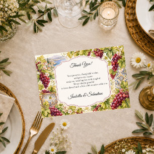 Carte De Remerciements Mariage romantique au vignoble