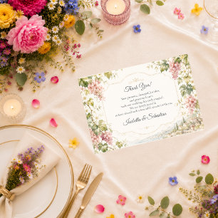 Carte De Remerciements Mariage romantique au vignoble
