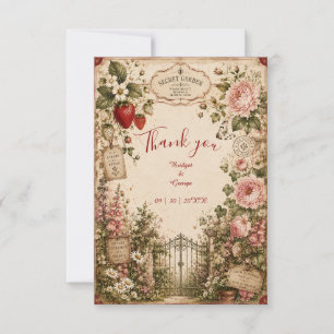 Carte De Remerciements Mariage Romantique cottagecore Jardin Secret