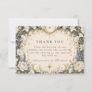 Carte De Remerciements Mariage Romantique dans un Jardin Céleste