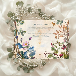 Carte De Remerciements Mariage romantique du feuillage des bois