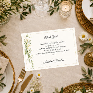 Carte De Remerciements Mariage Romantique Élégant au Lys de Calla