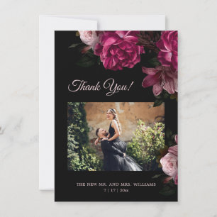 Carte De Remerciements Mariage romantique sombre de roses peintes à la ma