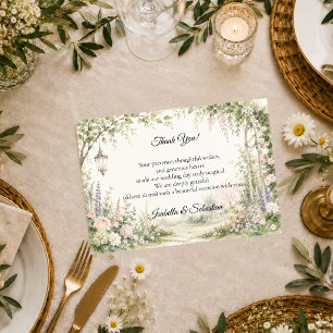 Carte De Remerciements Mariage Romantique sous l'Arche du Jardin Enchanté