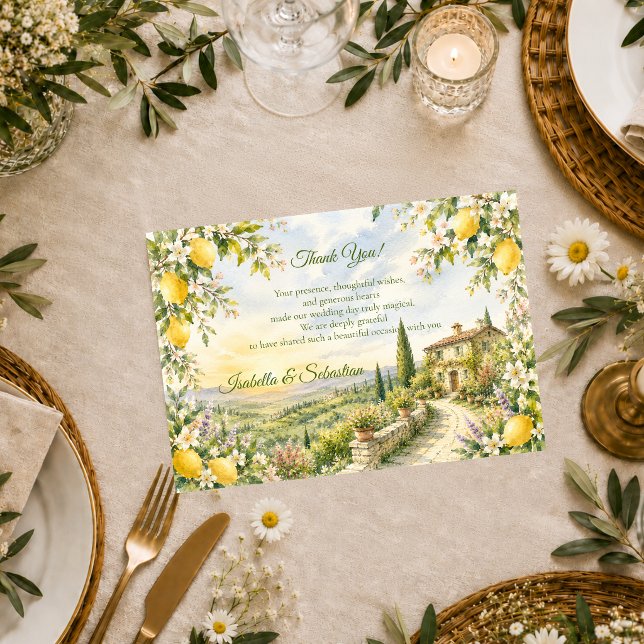 Carte De Remerciements Mariage romantique toscan (Créateur téléchargé)