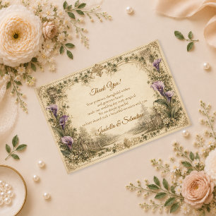 Carte De Remerciements Mariage romantique vintage au lys calla