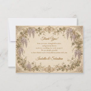 Carte De Remerciements Mariage Romantique Vintage Wisteria