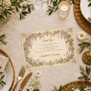Carte De Remerciements Mariage Romantique Vintage Wisteria