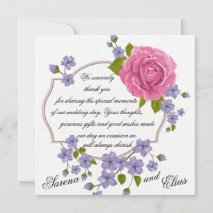 Carte de remerciements Mariage rose