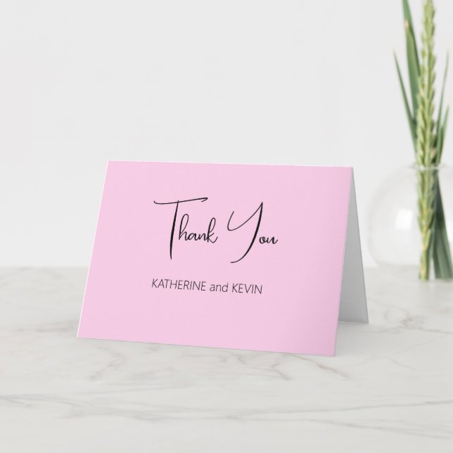 Carte de remerciements Mariage rose blanc (Devant)