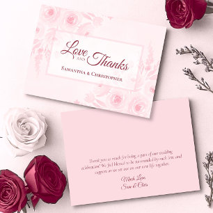 Carte De Remerciements Mariage Rose Bohème Aquarelle Floral Amour & Remer