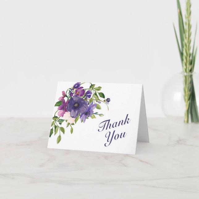 Carte De Remerciements Mariage Rose de Blue Violet Wild (Devant)