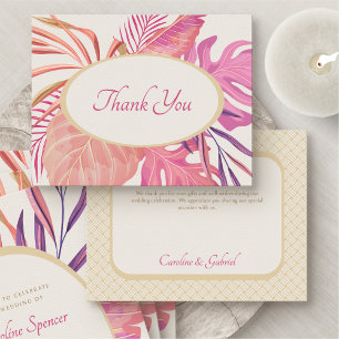 Carte De Remerciements Mariage rose de plage tropical
