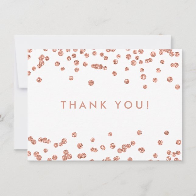 Carte De Remerciements Mariage Rose d'or Confetti White (Devant)