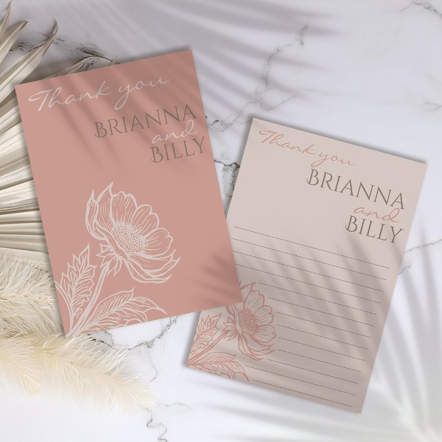 Carte de remerciements Mariage rose minimaliste (Créateur téléchargé)