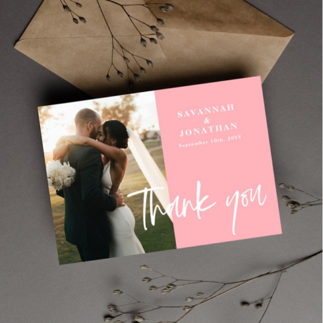 Carte De Remerciements Mariage rose pâle (Créateur téléchargé)