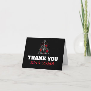 Carte De Remerciements Mariage Roses Guitare Rouge Noir Rock