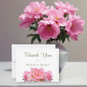 Carte De Remerciements Mariage Roses Roses Parfaites