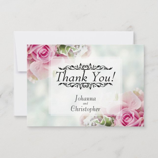 Carte de remerciements Mariage Roses roses roses (Devant)