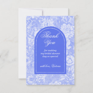 Carte De Remerciements Mariage Royal Bleu Floral Victorien Shower