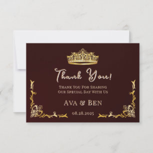 Carte De Remerciements Mariage royal Bourgogne Mariage or