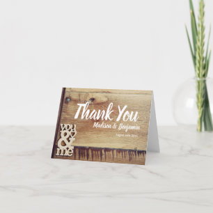 Carte de remerciements Mariage Rustic Wood "You an