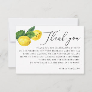 Carte De Remerciements Mariage Rustique au Citron Verger de Citronniers