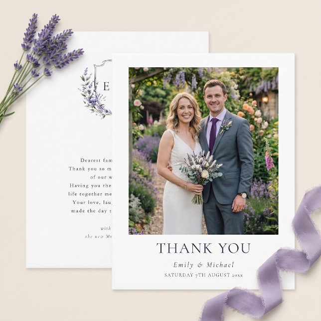 Carte De Remerciements Mariage Rustique au Lavande Violet (Créateur téléchargé)