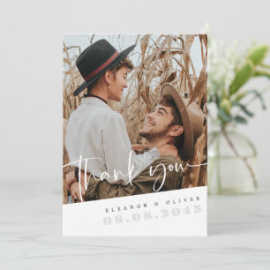 Carte de remerciements Mariage rustique avec photo