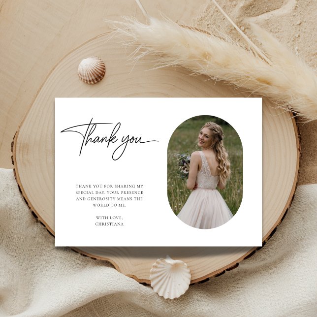 Carte De Remerciements Mariage rustique Capsule Fête des mariées photo (Créateur téléchargé)