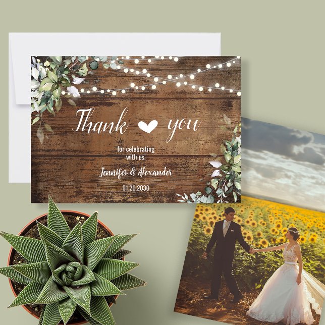 Carte De Remerciements Mariage Rustique dans le Jardin  (Créateur téléchargé)