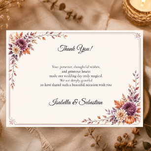 Carte De Remerciements Mariage rustique d'automne