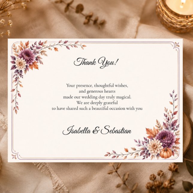 Carte De Remerciements Mariage rustique d'automne (Créateur téléchargé)