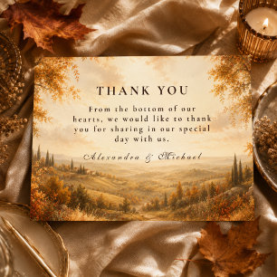 Carte De Remerciements Mariage rustique d'automne en plein air