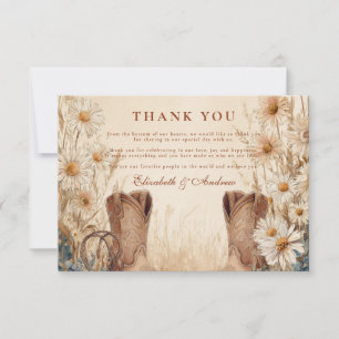 Carte De Remerciements Mariage rustique de bottes de marguerite