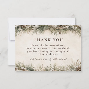 Carte De Remerciements Mariage Rustique d'Hiver