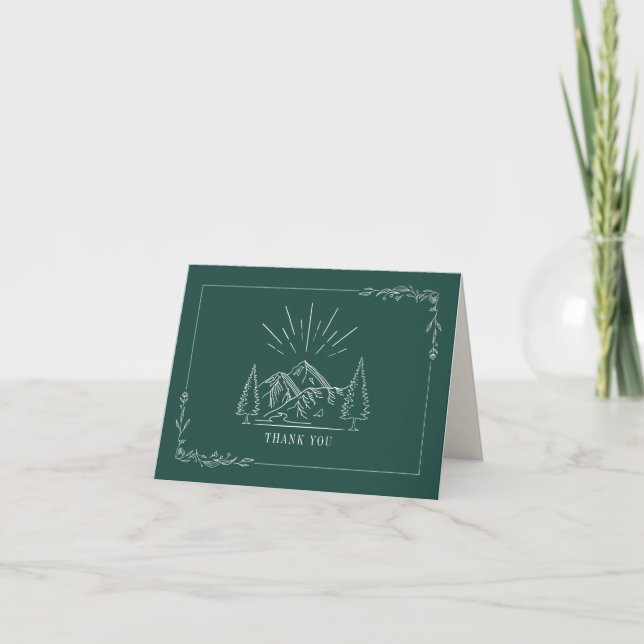 Carte De Remerciements Mariage Rustique Emerald Mountain (Devant)