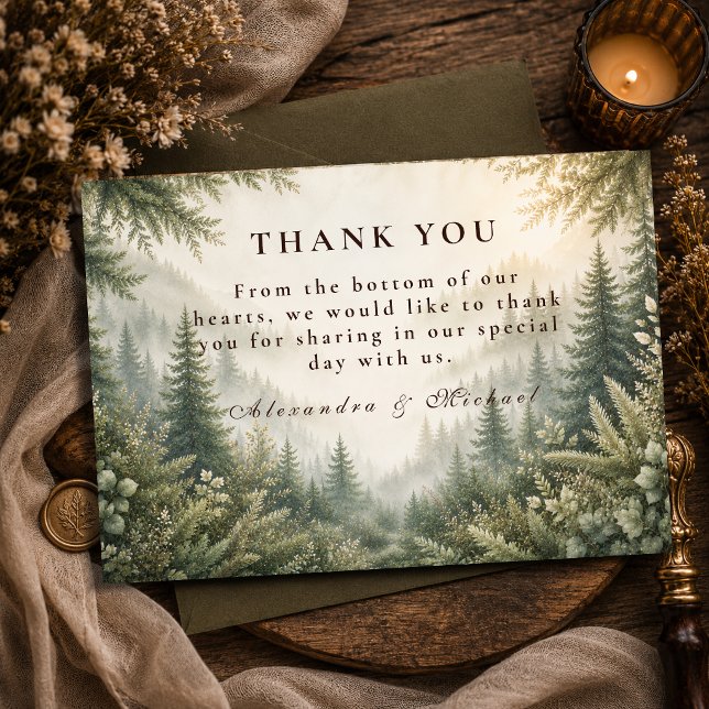 Carte De Remerciements Mariage rustique en forêt champêtre (Créateur téléchargé)