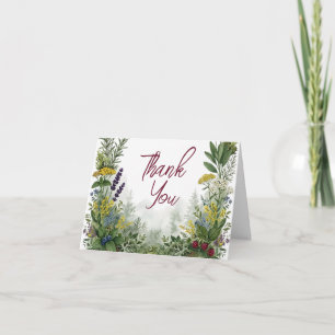 Carte De Remerciements Mariage rustique en forêt de montagne verdoyante