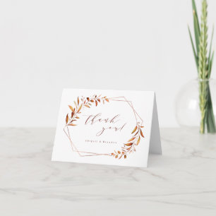 Carte De Remerciements Mariage rustique géométrique de verdure d'automne 
