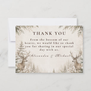 Carte De Remerciements Mariage rustique intemporel d'hiver