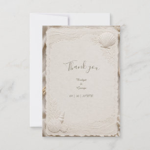 Carte De Remerciements Mariage rustique lin côte coquillages