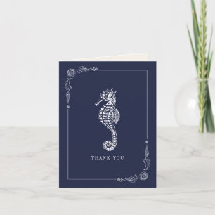 Carte De Remerciements Mariage Rustique Seahorse Dark Blue Beach