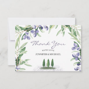 Carte De Remerciements Mariage Rustique sous les Arbres aux Lavandes