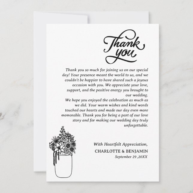 Carte De Remerciements Mariage rustique sur mesure (Devant)