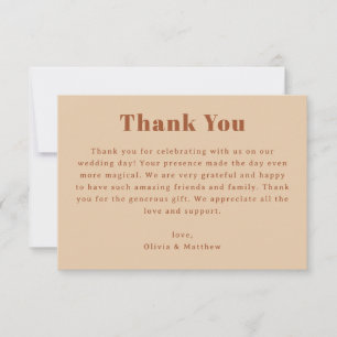 Carte De Remerciements Mariage Sable Chaud aux Pêches Minimaliste Douce