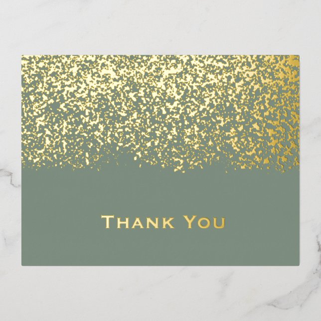 Carte de remerciements Mariage Sage et Gold Foil (Recto)