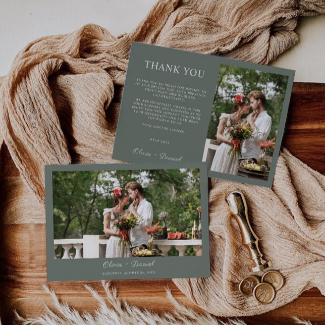 Carte de remerciements Mariage Sage Green (Sage Green Wedding Thank You Card)