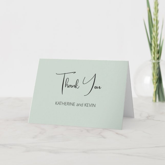 Carte de remerciements Mariage Sage Green (Devant)